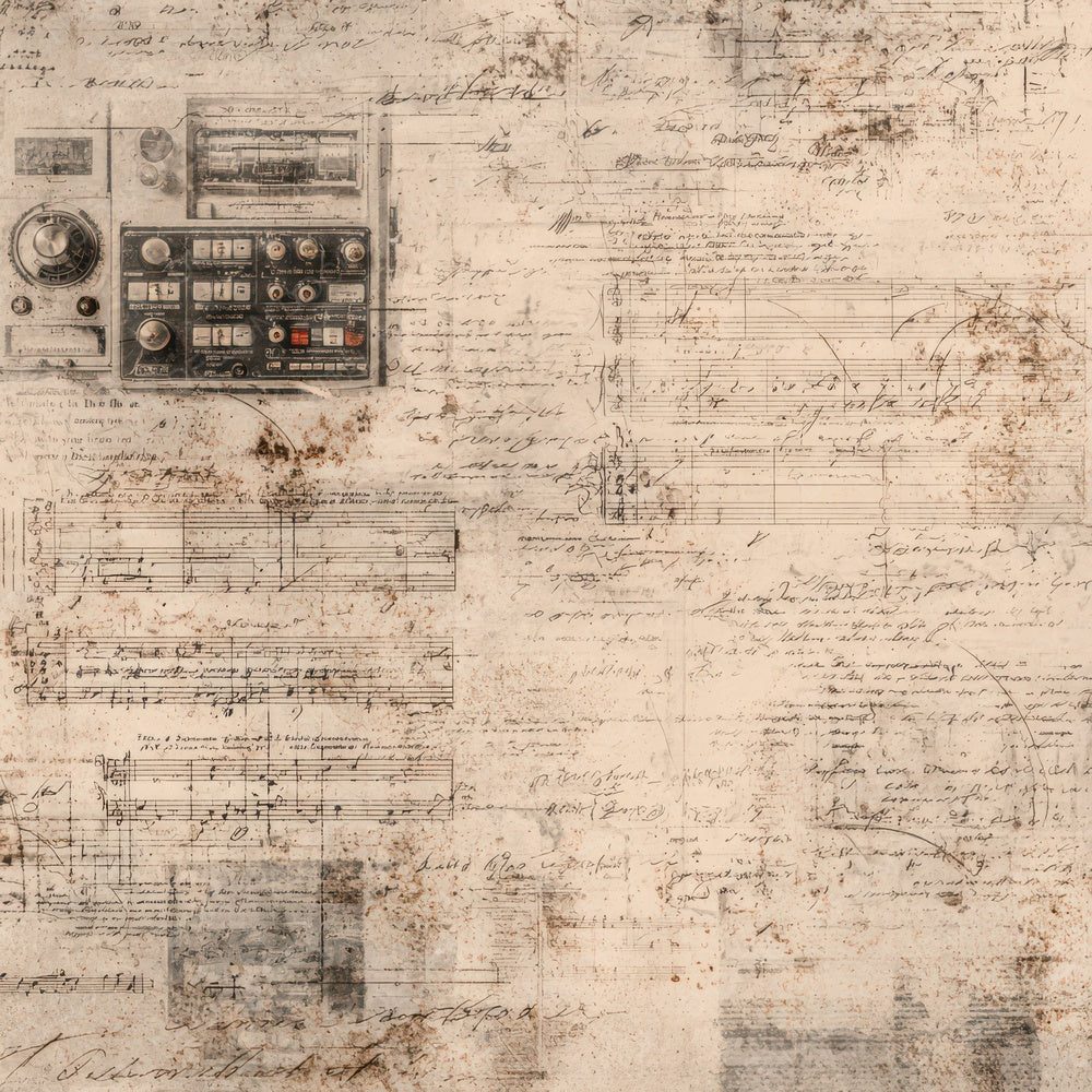 Vintage Radio Notes Background Digital Paper Pack (DDD008881)