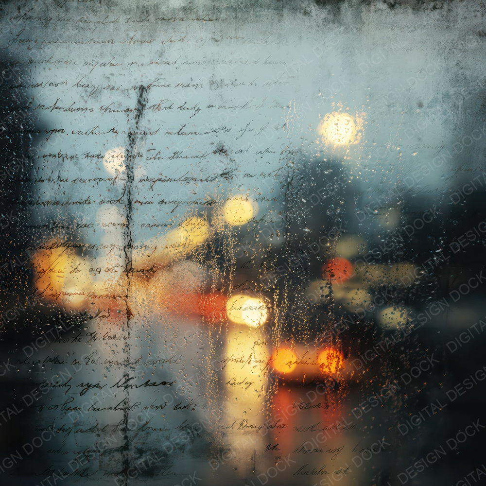 Vintage Rainy Window City Scene Digital Paper Pack (DDD012199)