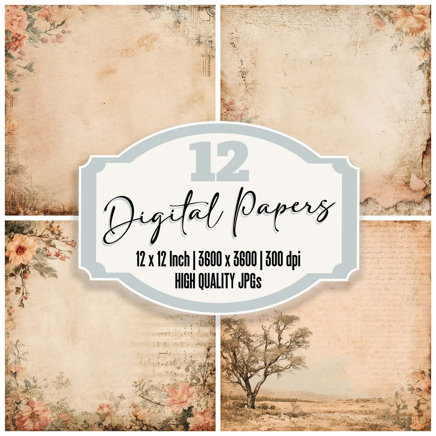 Vintage Rose Garden Digital Paper Pack (DDD004313)