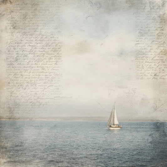 Vintage Sailboat Horizon Scene Digital Paper Pack (DDD012242)