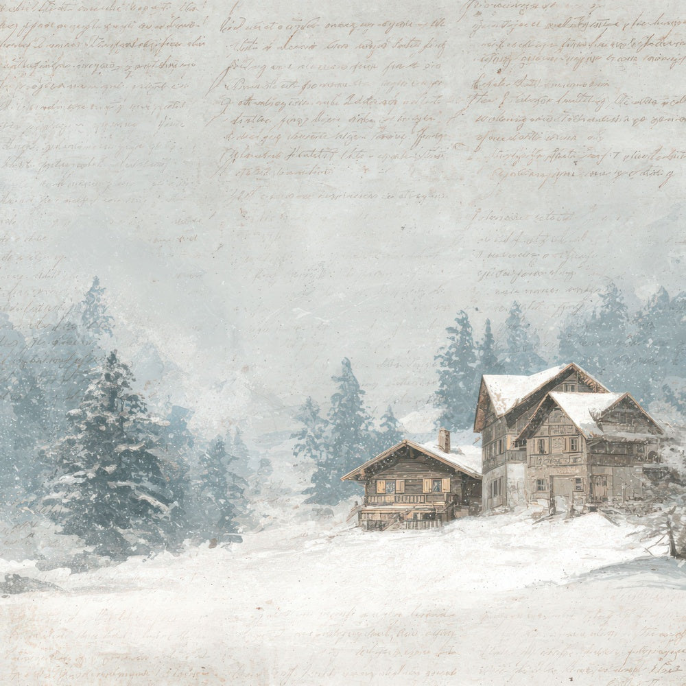 Vintage Ski Lodge Scene Digital Paper Pack (DDD012243)