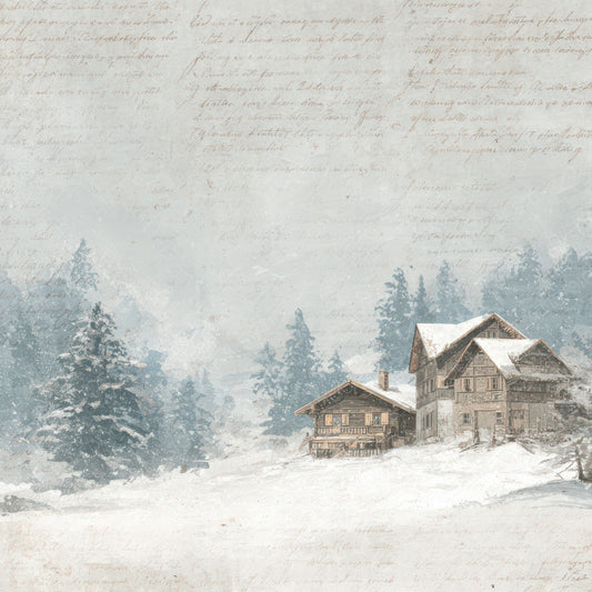Vintage Ski Lodge Scene Digital Paper Pack (DDD012243)