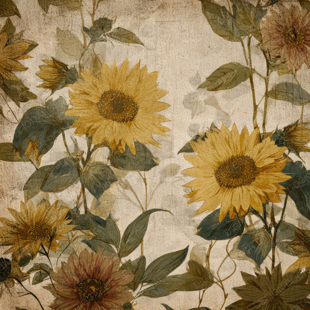 Vintage Sunflower Overlay Digital Paper Pack (DDD008684)