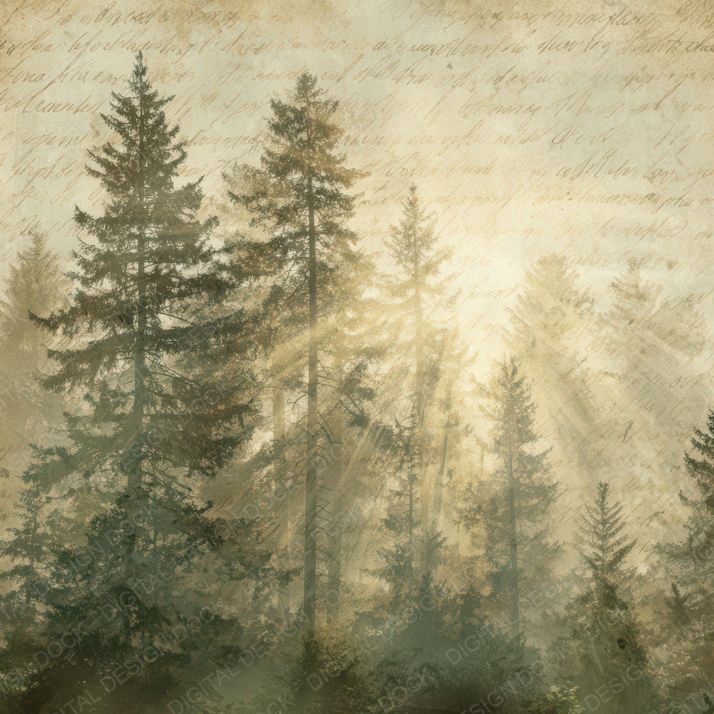 Vintage Sunlight Forest Scene Digital Paper Pack (DDD012202)