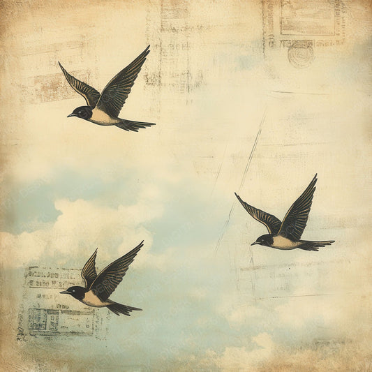 Vintage Swallow Sky Digital Paper Pack (DDD004314)