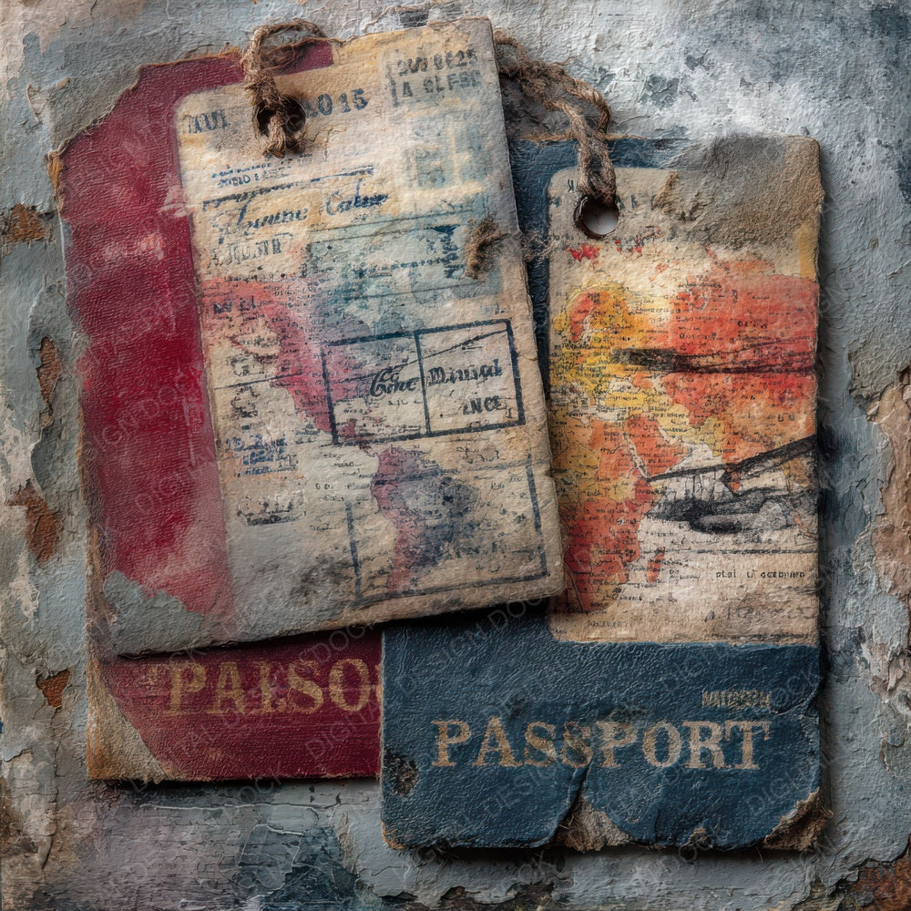 Vintage Travel Layers Digital Paper Pack (DDD004316)
