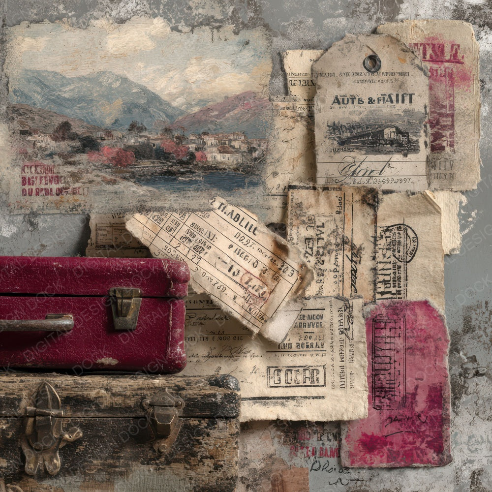 Vintage Travel Layers Digital Paper Pack (DDD004316)