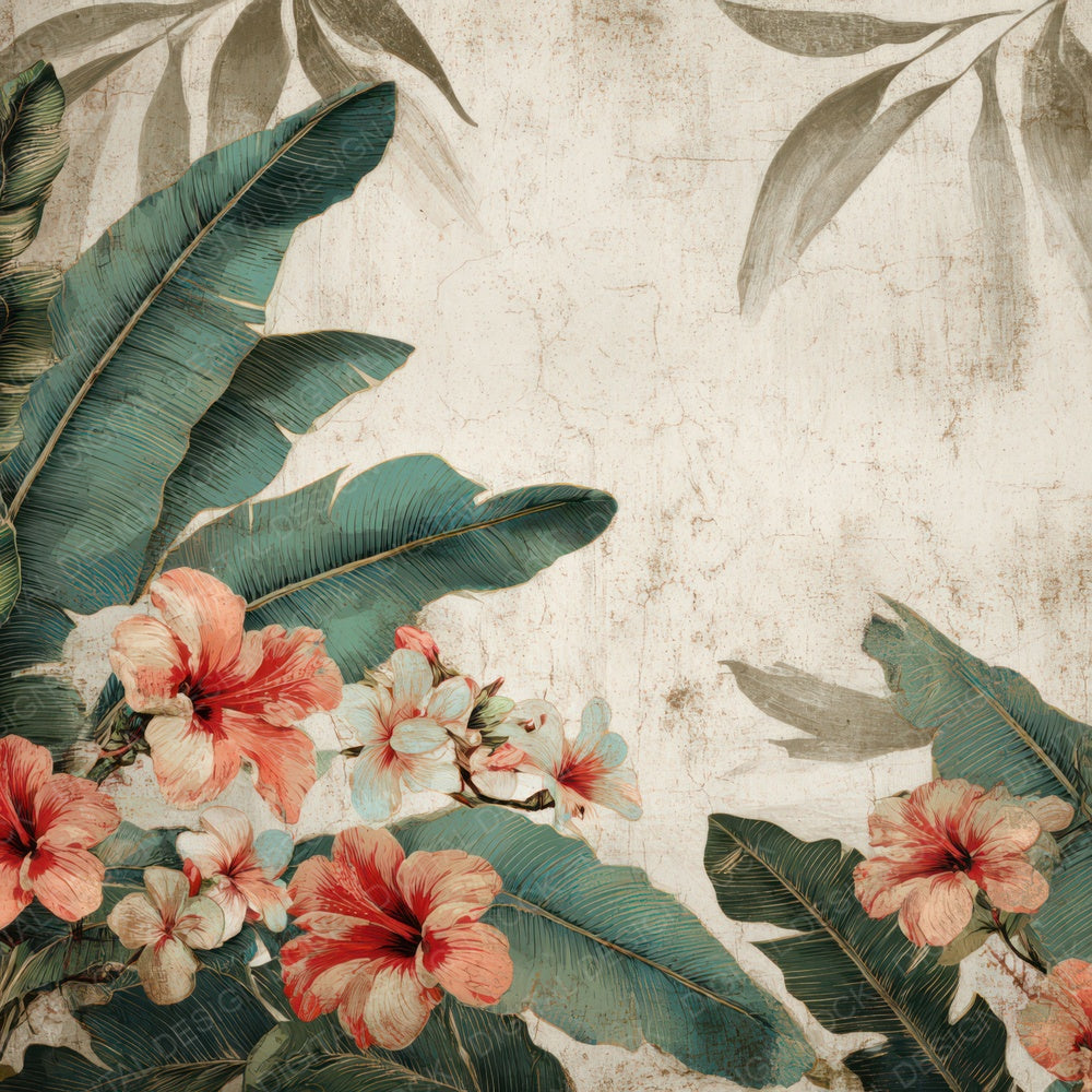 Vintage Tropical Banana Leaves Digital Paper Pack (DDD008685)