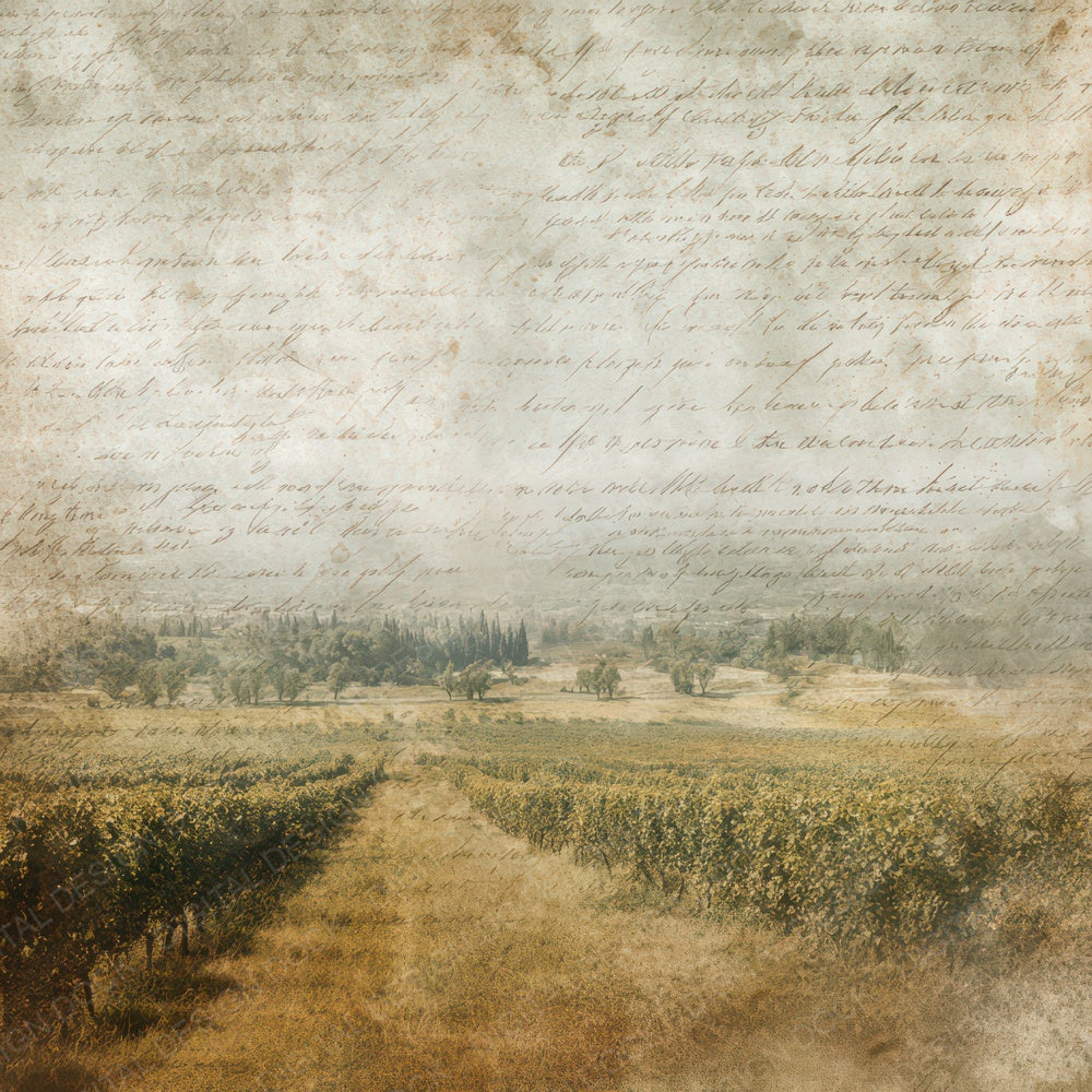 Vintage Vineyard Landscape Scene Digital Paper Pack (DDD012223)