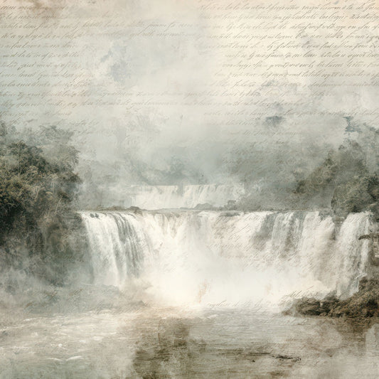 Vintage Waterfall Mist Scene Digital Paper Pack (DDD012203)