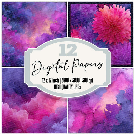 Violet Fuchsia Burst Digital Paper Pack (DDD004319)