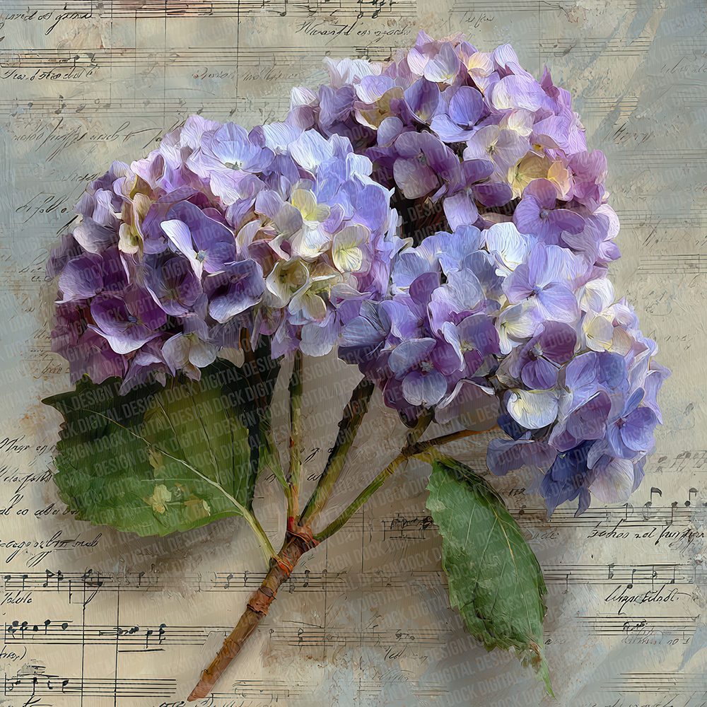Violet Hydrangea Notes Digital Paper Pack (DDD007745)