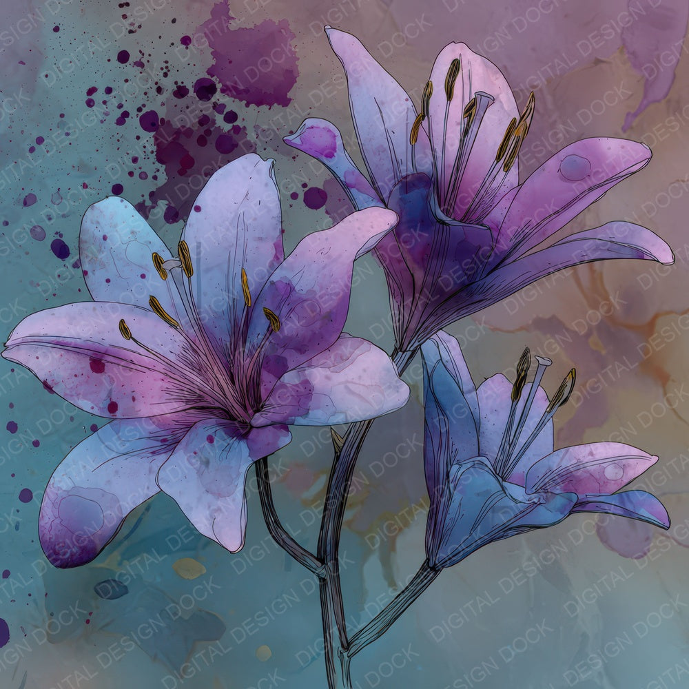 Violet Lily Blur Digital Paper Pack (DDD004323)