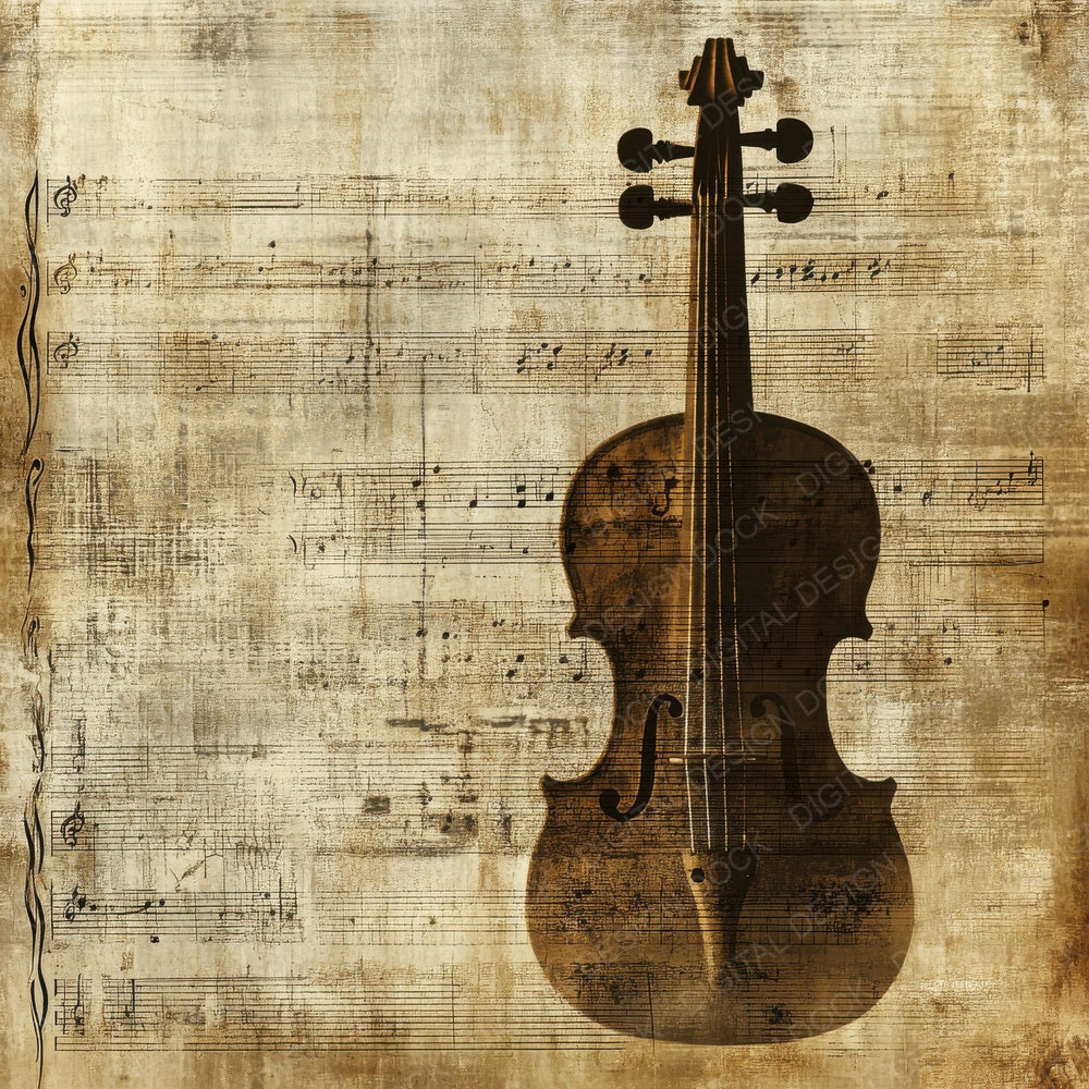 Violin Music Sheet Background Digital Paper Pack (DDD004325)