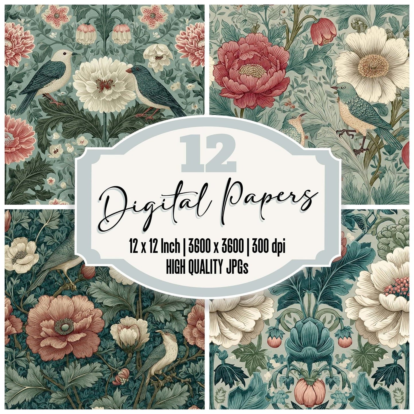 Voysey Botanical Digital Paper Pack (DDD004337)