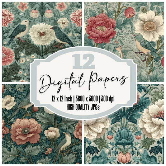 Voysey Botanical Digital Paper Pack (DDD004337)