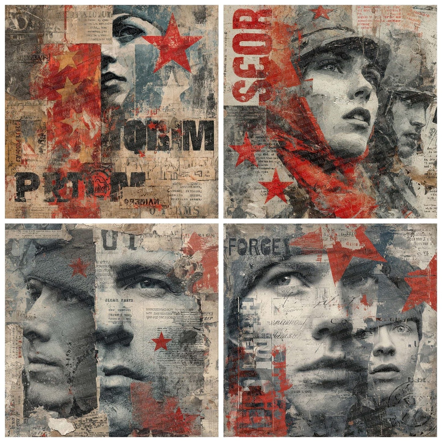 WW2 Propaganda Layers Digital Paper Pack (DDD004349)