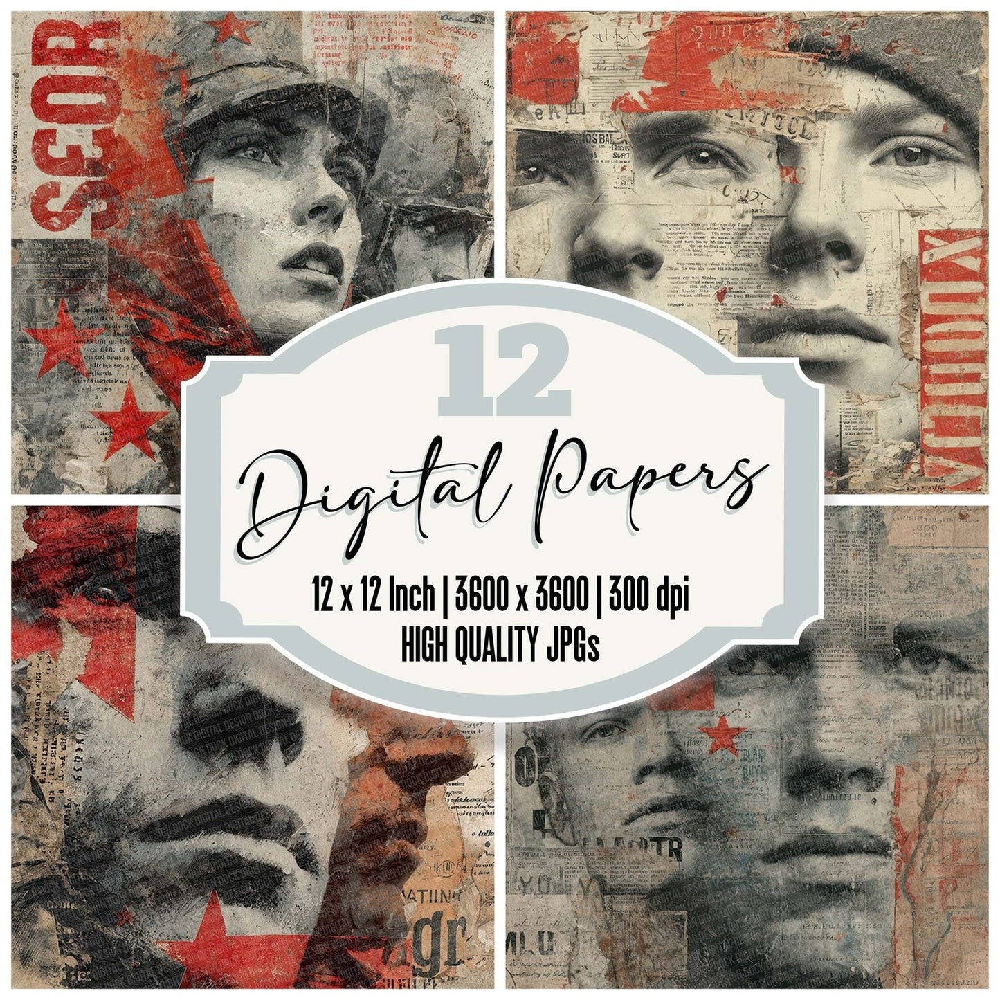 WW2 Propaganda Layers Digital Paper Pack (DDD004349)