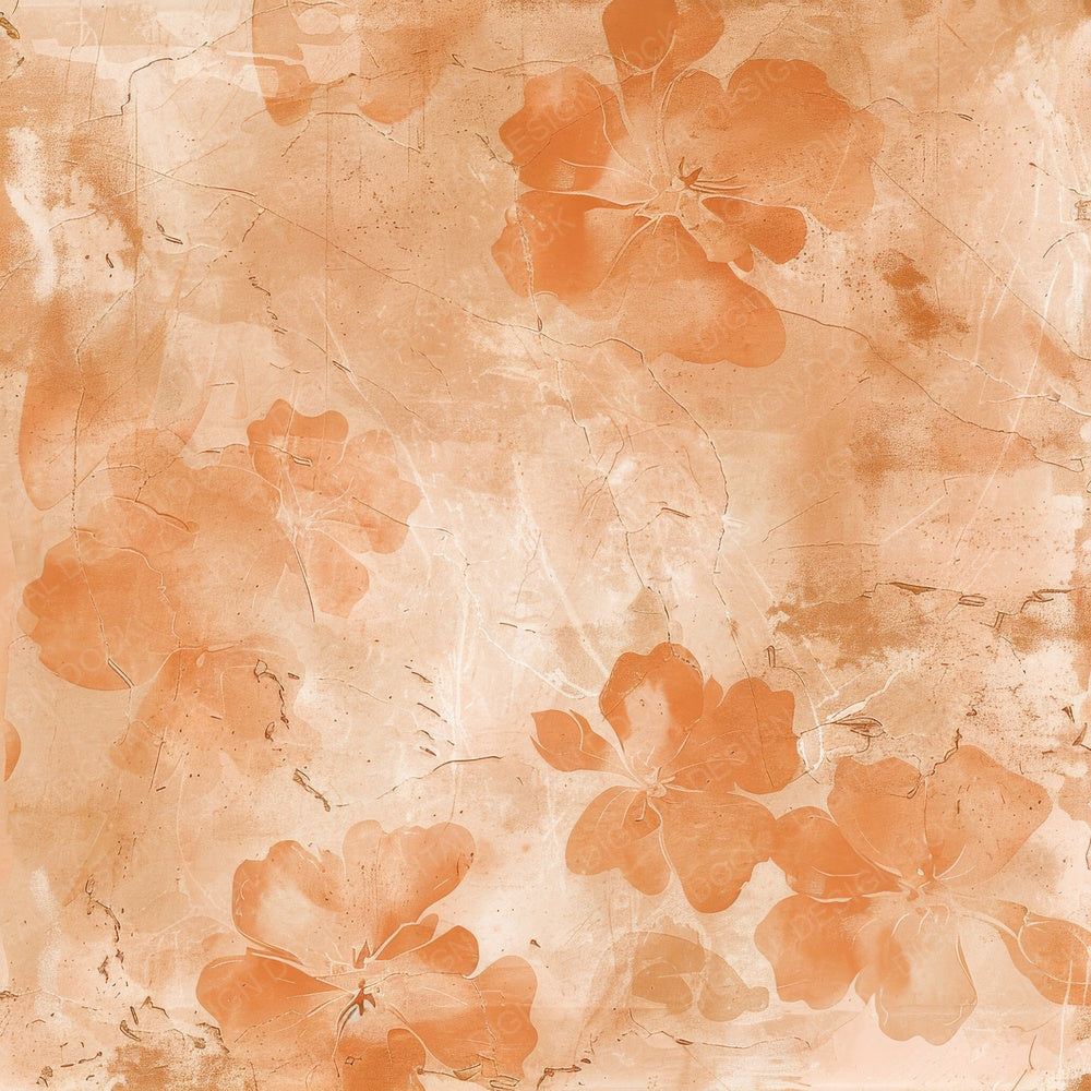 Warm Peach Floral Digital Paper Pack (DDD004352)
