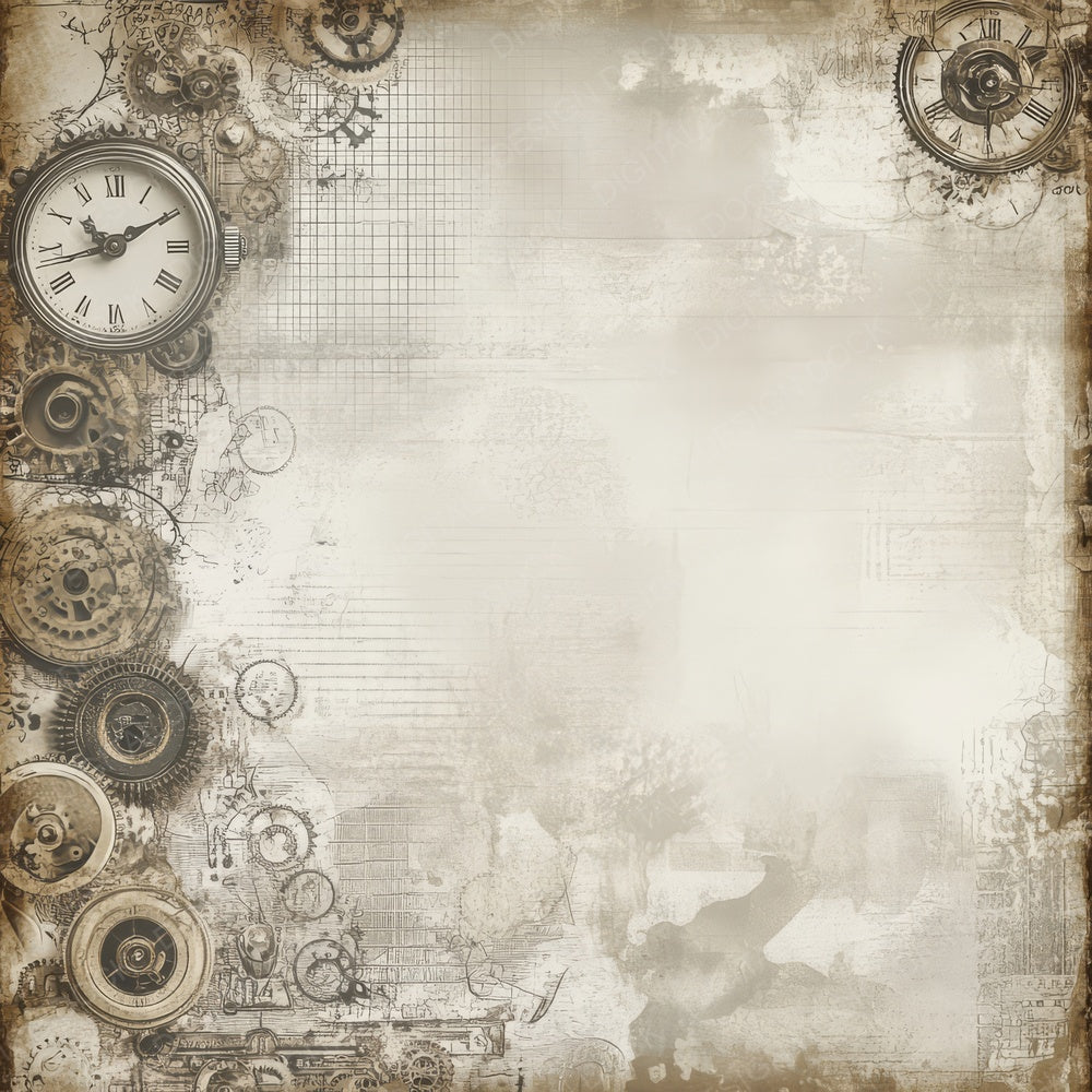 Warm Sepia Clock Faces Digital Paper Pack (DDD004353)