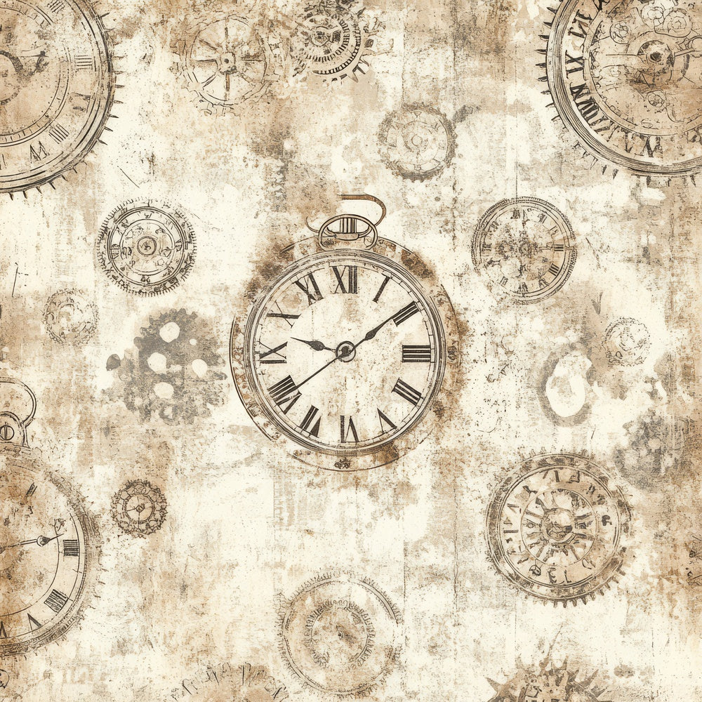 Warm Sepia Clock Faces Digital Paper Pack (DDD004353)