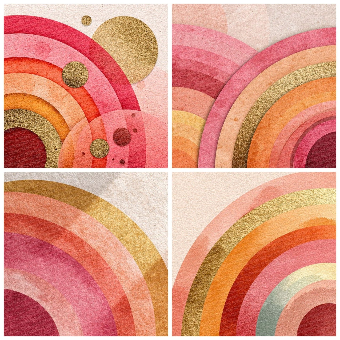 Warm Tone Watercolour Rainbow Digital Paper Pack (DDD004355)