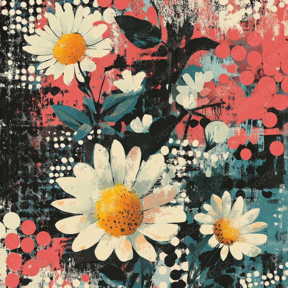 Warped Halftone Florals Digital Paper Pack (DDD004357)