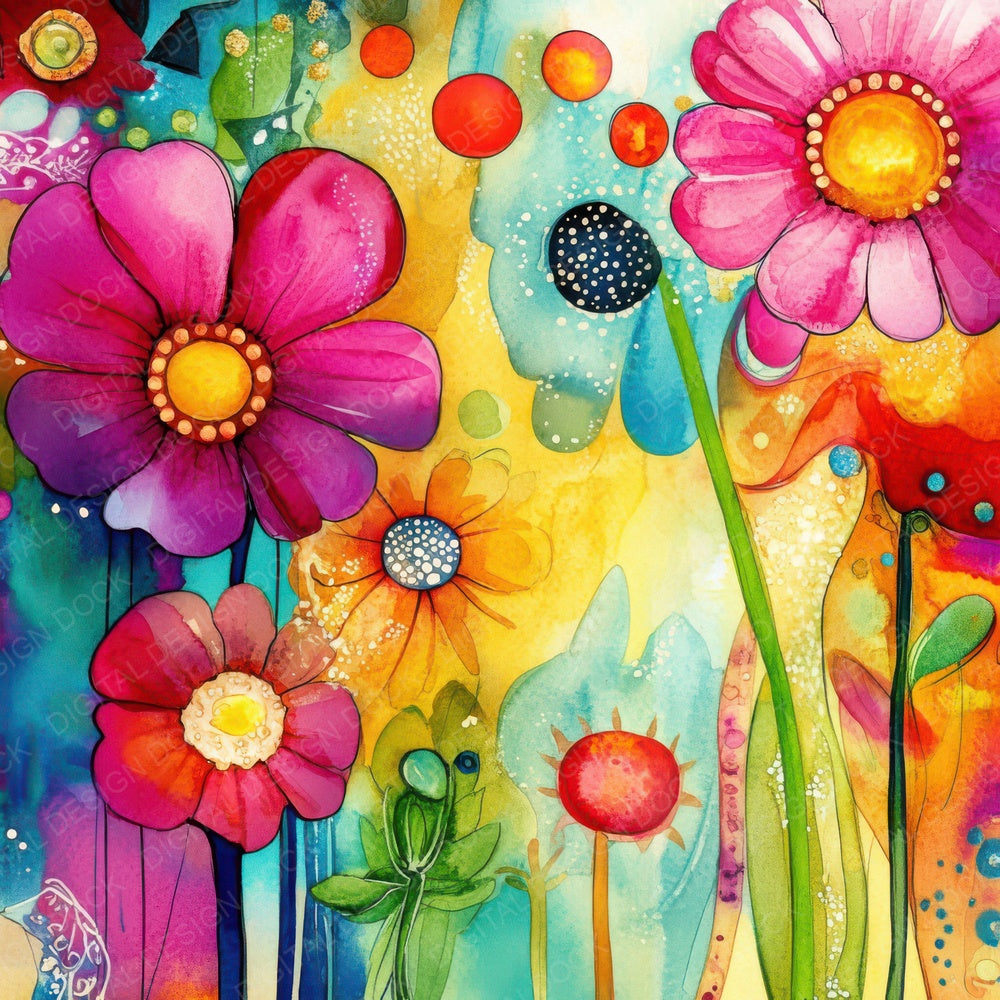 Watercolour Wash Floral Digital Paper Pack (DDD004375)