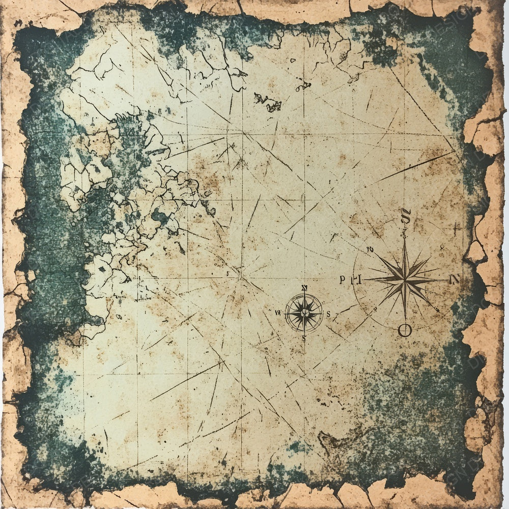 Weathered Parchment Pirate Map Digital Paper Pack (DDD004388)