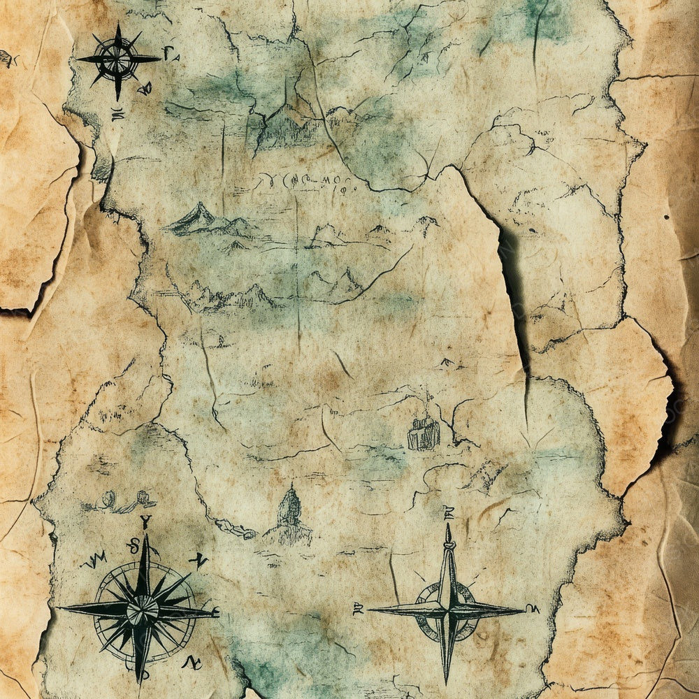Weathered Parchment Pirate Map Digital Paper Pack (DDD004388)