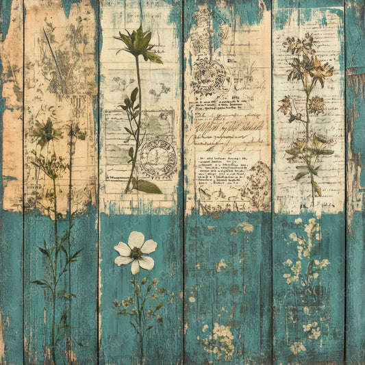 Weathered Teal Bloom Digital Paper Pack (DDD004389)