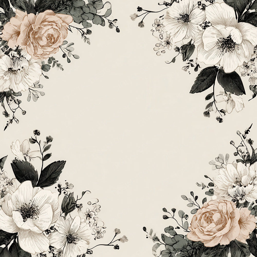Wedding Floral Border Digital Paper Pack (DDD004392)