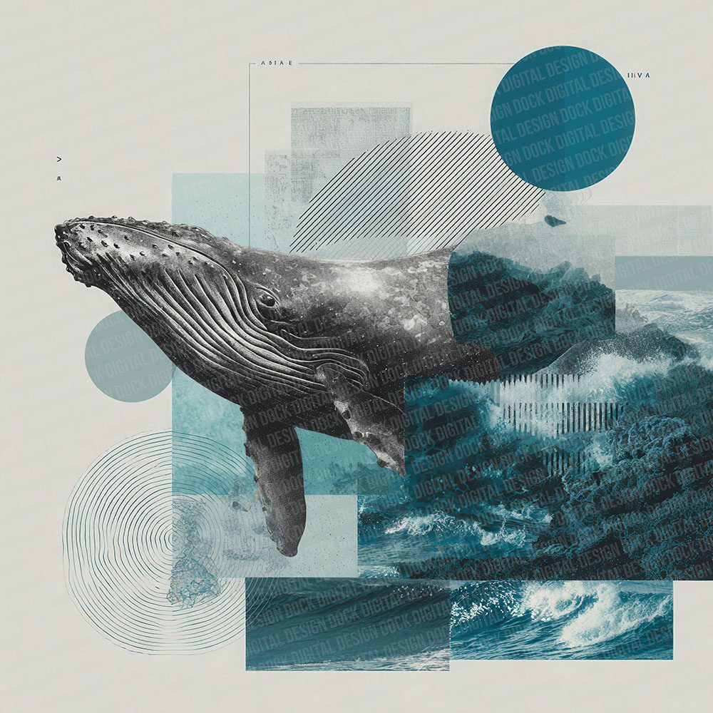 Whale Ocean Moodboard Digital Paper Pack (DDD004395)