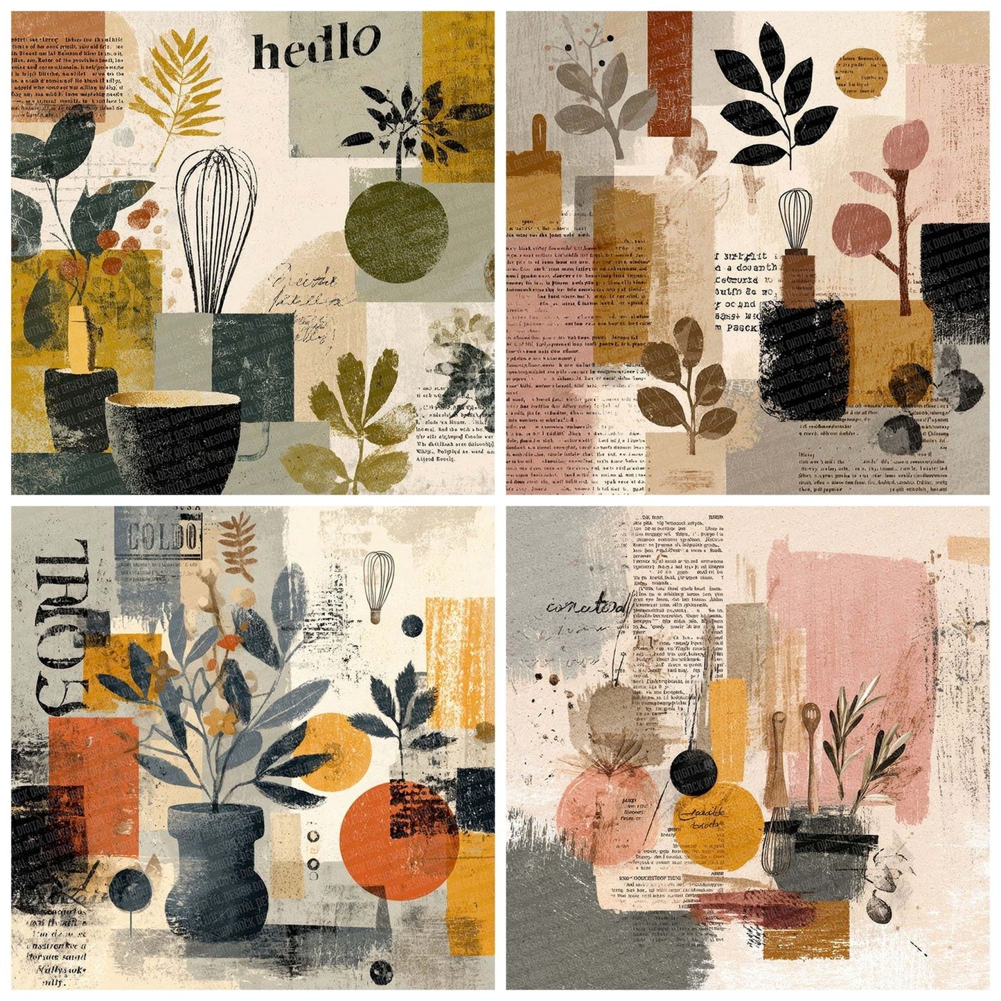 Whisk Textile Retro Digital Paper Pack (DDD004402)