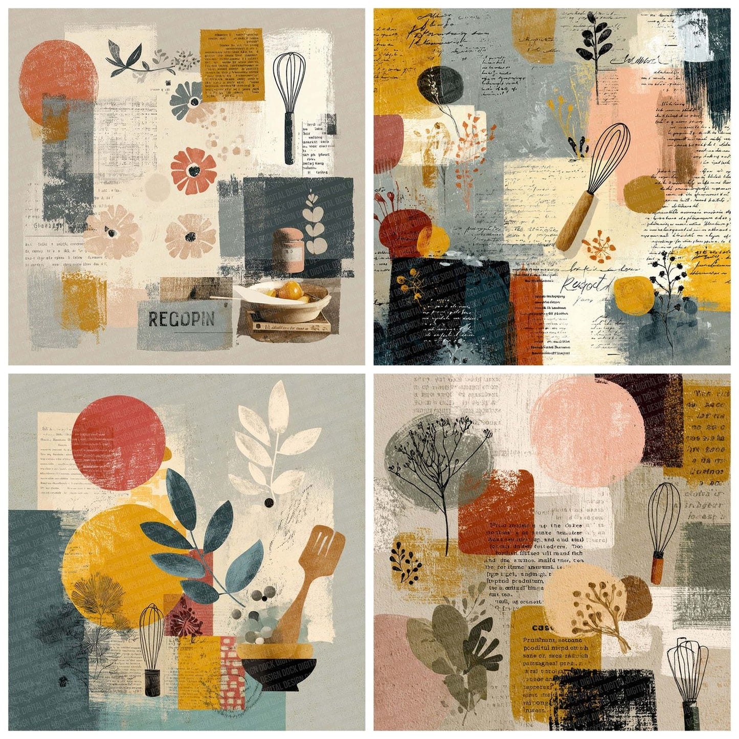 Whisk Textile Retro Digital Paper Pack (DDD004402)