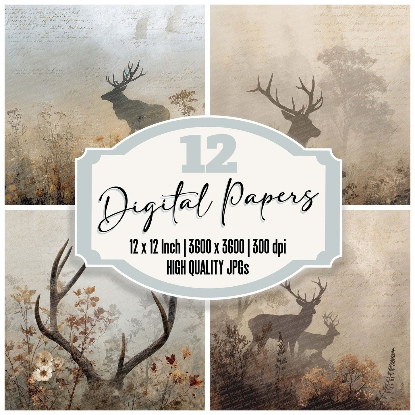 Whispering Antlers Fade Digital Paper Pack (DDD004403)