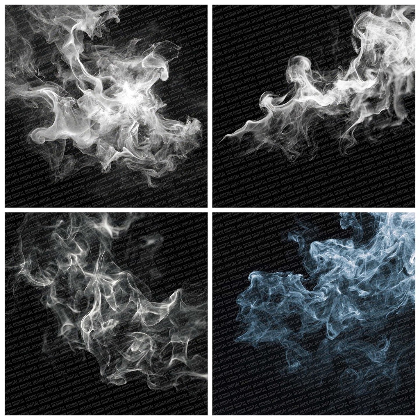 White Smoke Black Background Digital Paper Pack (DDD004409)