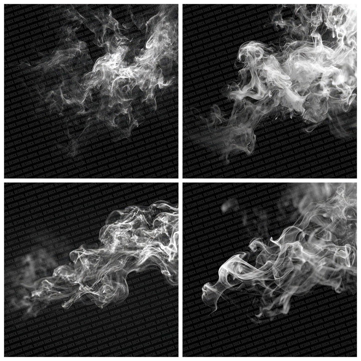White Smoke Black Background Digital Paper Pack (DDD004409)