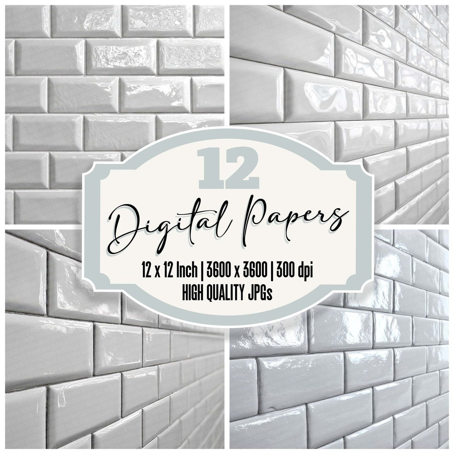 White Subway Tile Wall Digital Paper Pack (DDD004410)
