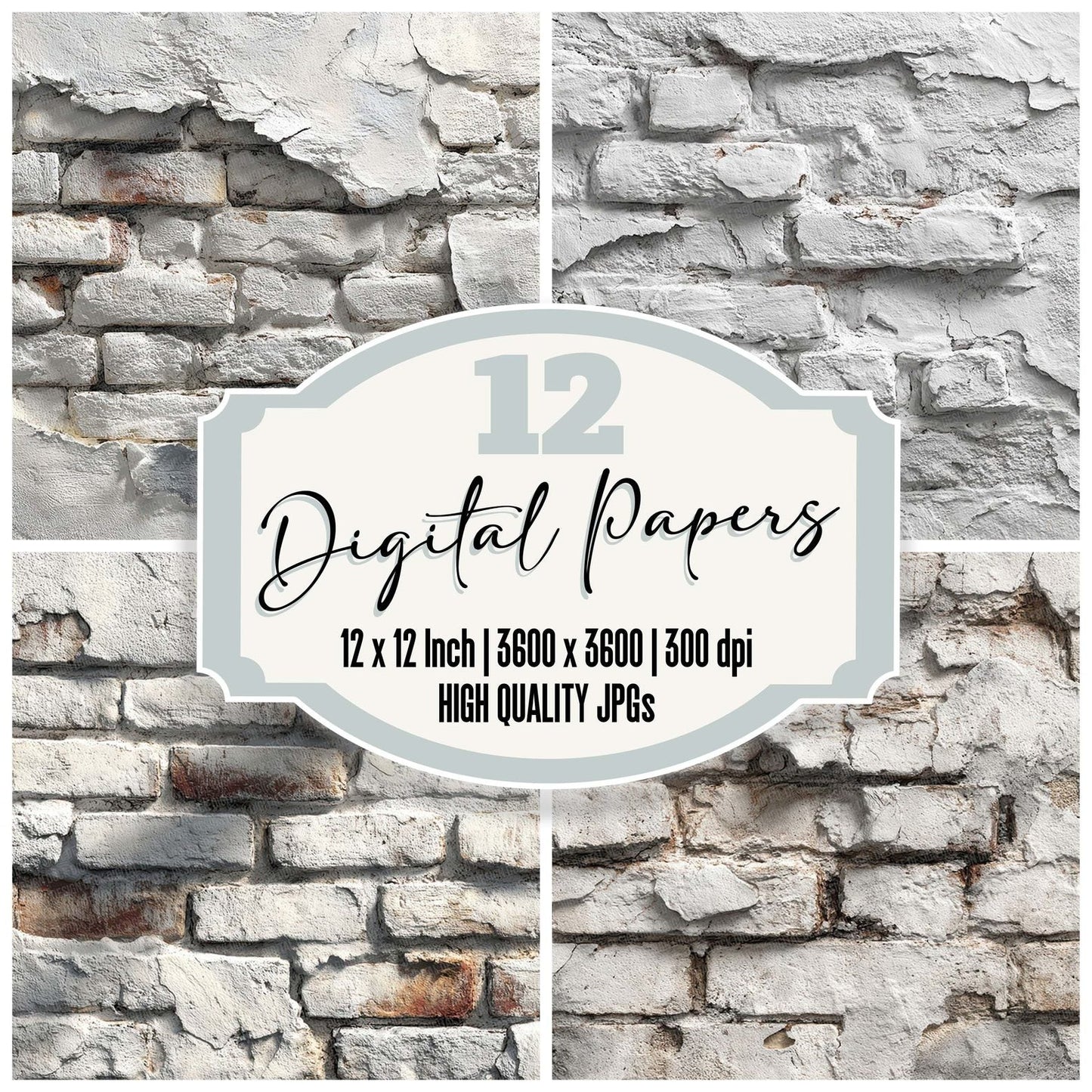 Whitewashed Brick Wall Digital Paper Pack (DDD004413)