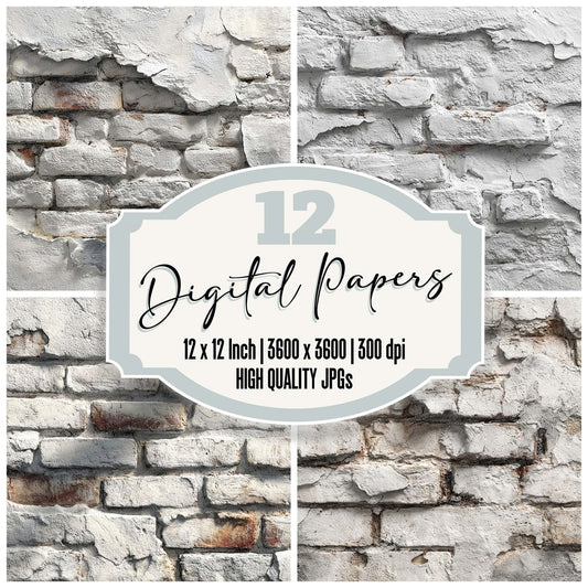 Whitewashed Brick Wall Digital Paper Pack (DDD004413)