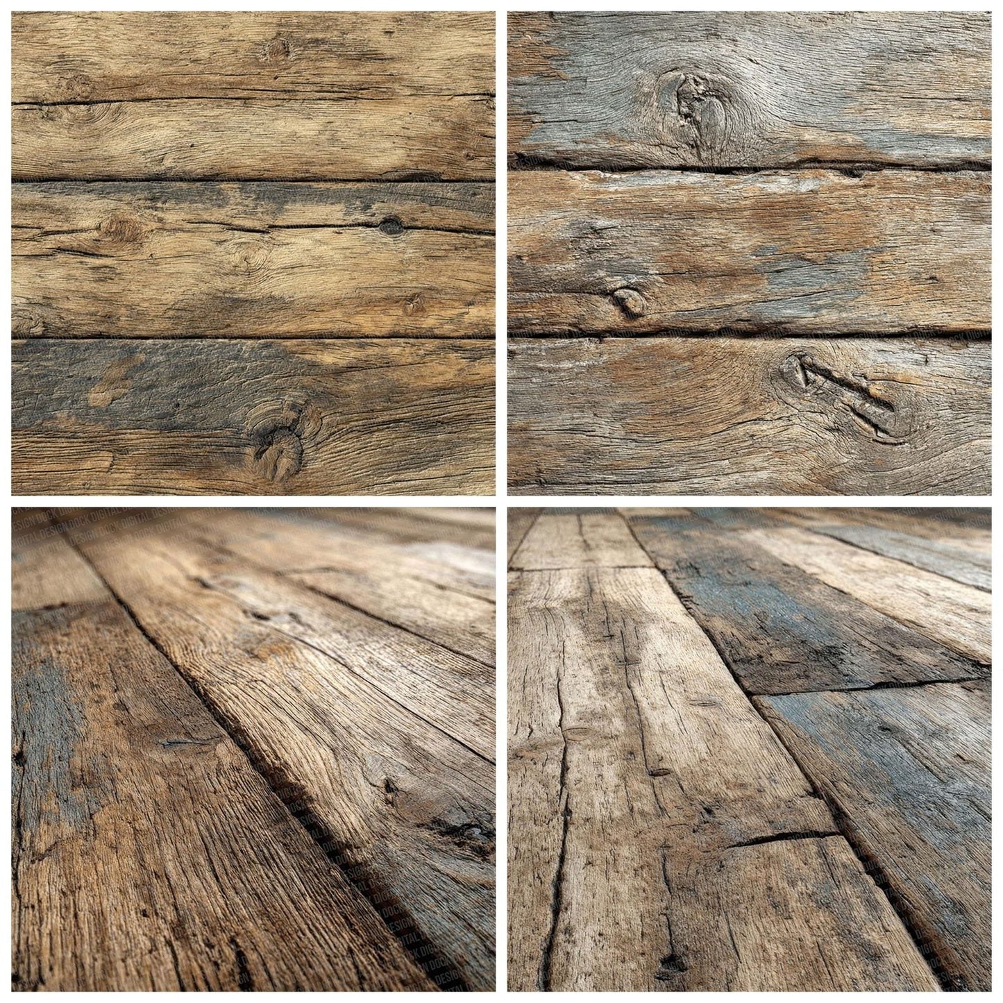 Wide Plank Oak Wood Floor Pattern Digital Paper Pack (DDD004414)