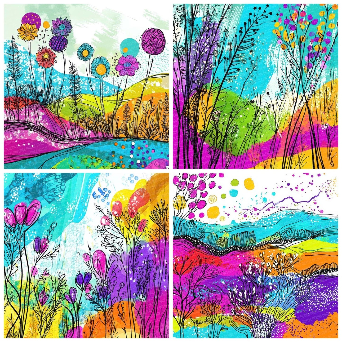 Wild Meadow Sketch Digital Paper Pack (DDD004416)