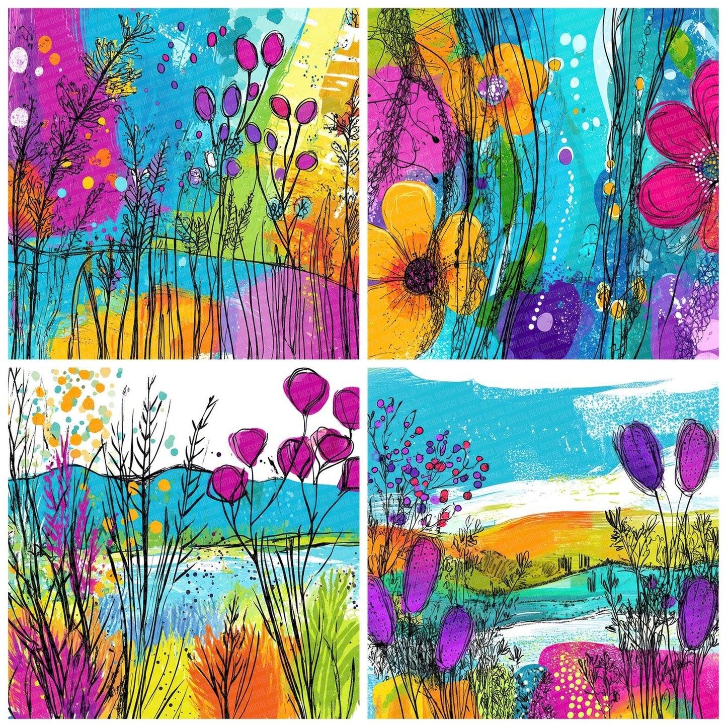 Wild Meadow Sketch Digital Paper Pack (DDD004416)