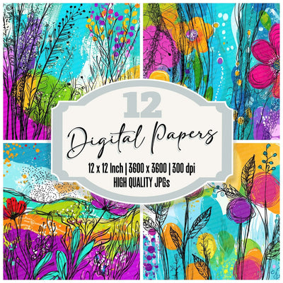 Wild Meadow Sketch Digital Paper Pack (DDD004416)