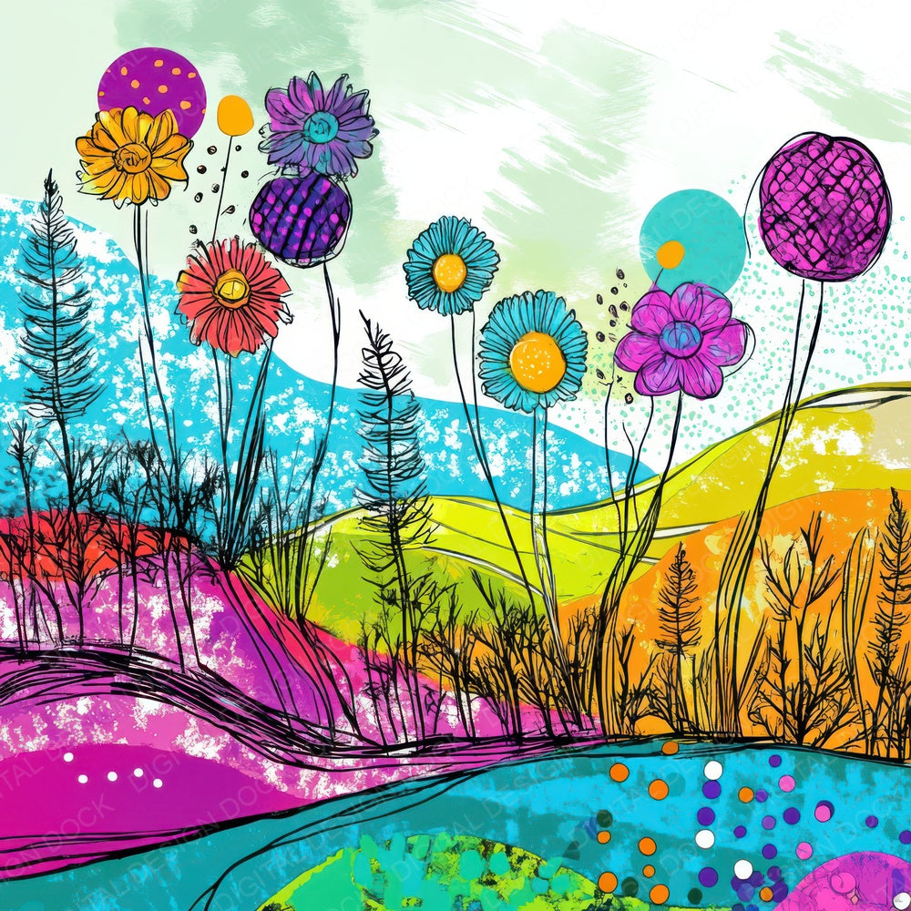 Wild Meadow Sketch Digital Paper Pack (DDD004416)