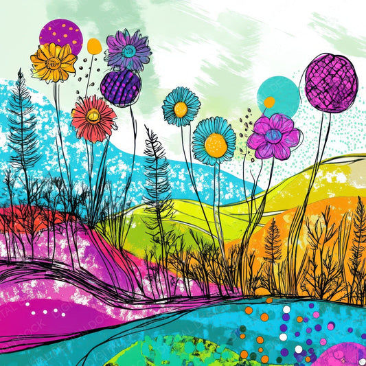 Wild Meadow Sketch Digital Paper Pack (DDD004416)