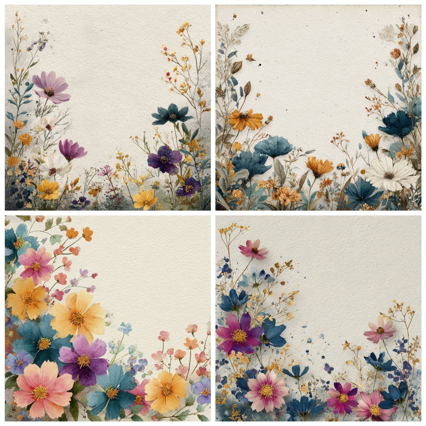 Wildflower Border Background Digital Paper Pack (DDD000055)