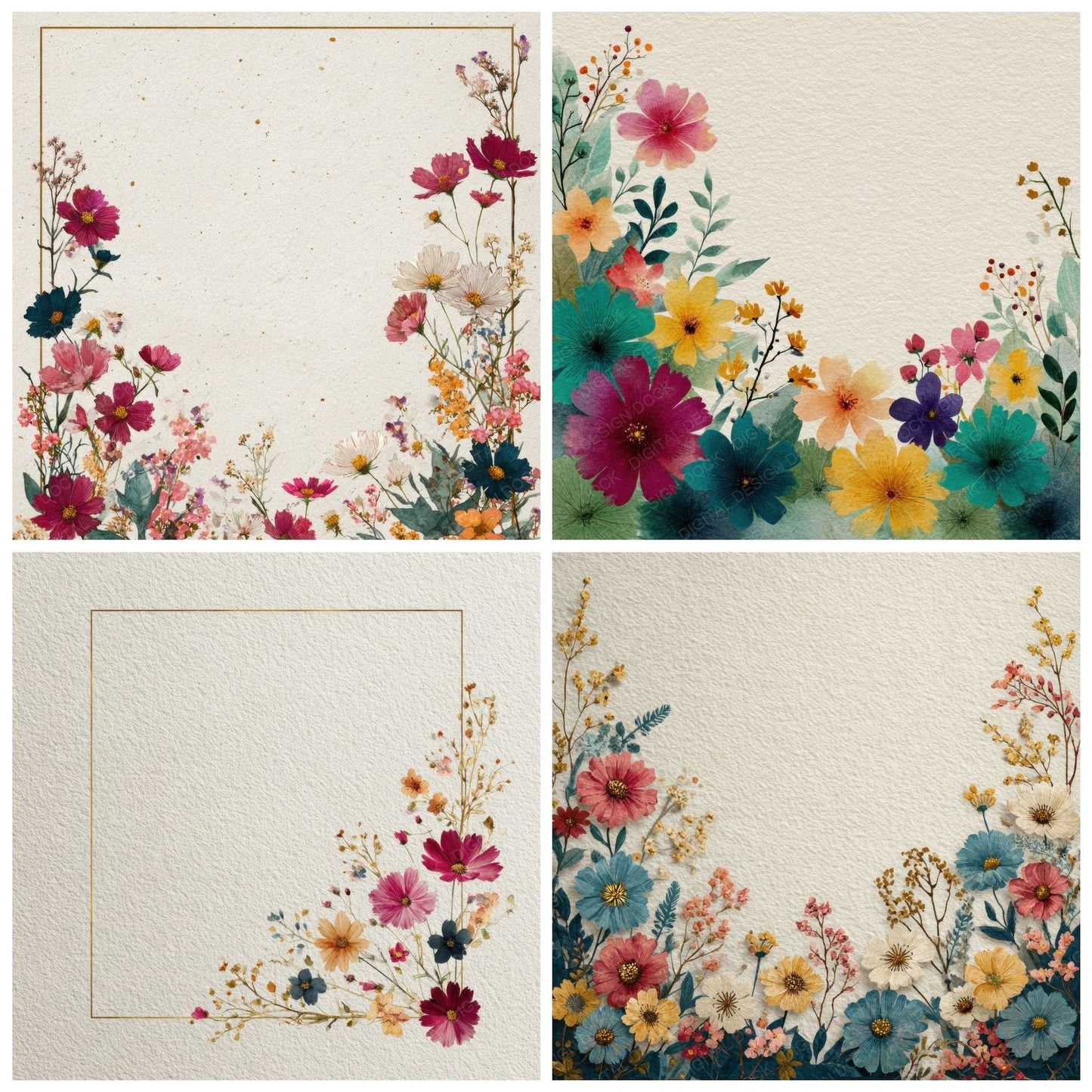 Wildflower Border Background Digital Paper Pack (DDD000055)