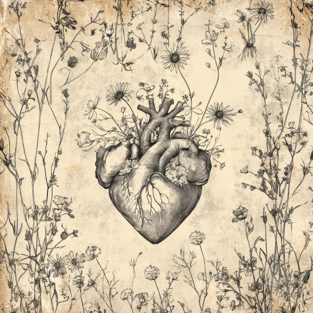 Wildflower Sketch Heart Digital Paper Pack (DDD004423)